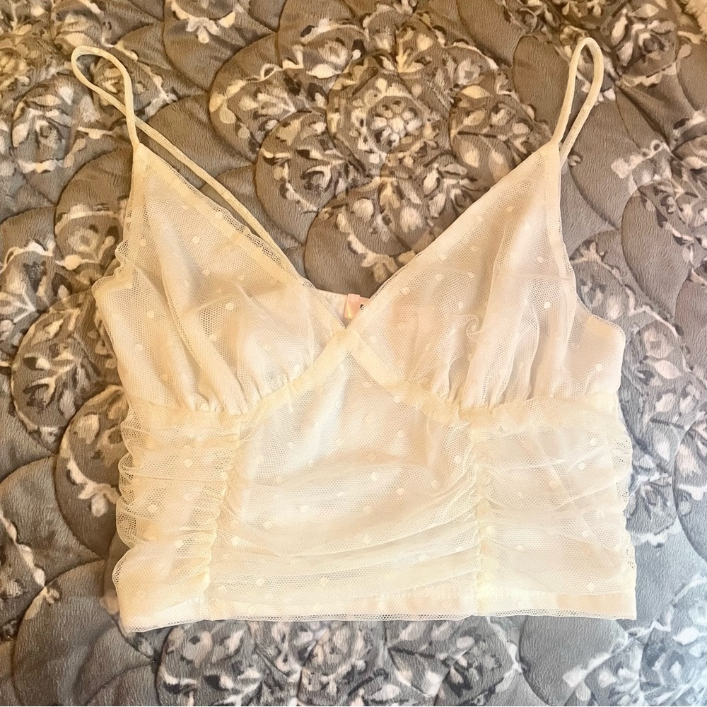 Blue Blush White Tulle Crop Top